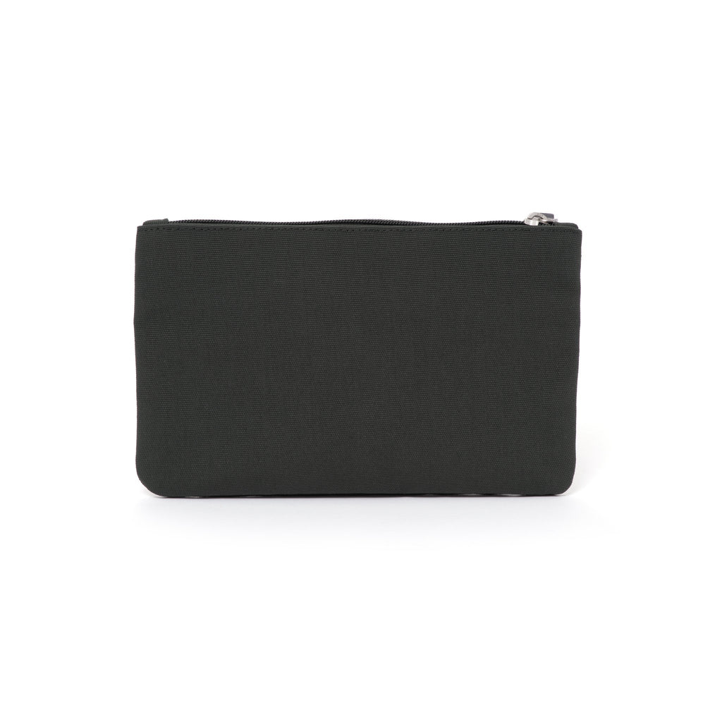 Grey canvas travel wallet.